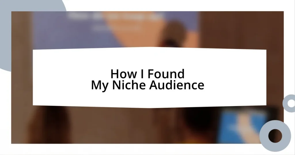How I Found My Niche Audience