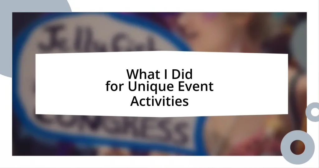 What I Did for Unique Event Activities
