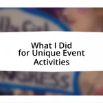 What I Did for Unique Event Activities