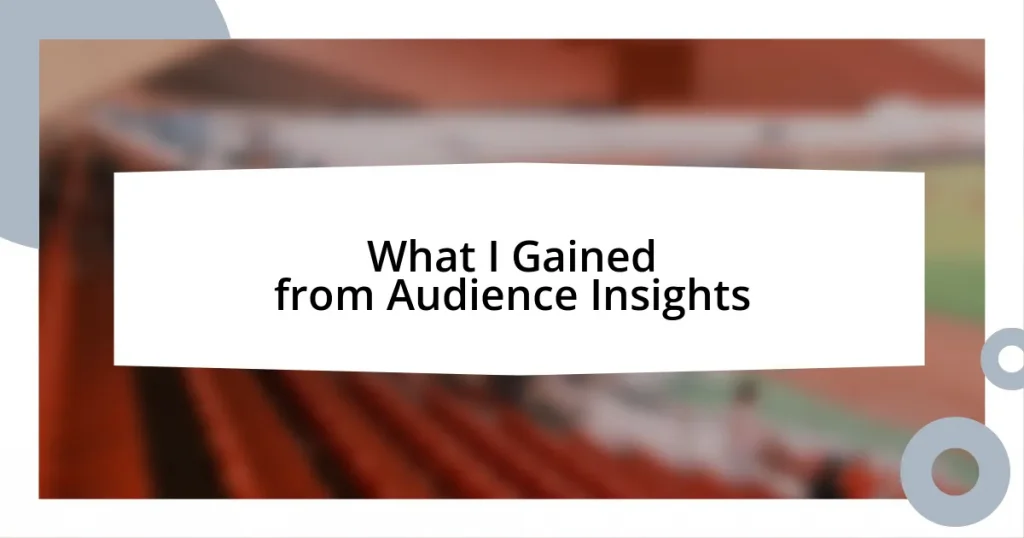 What I Gained from Audience Insights