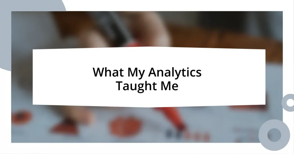What My Analytics Taught Me