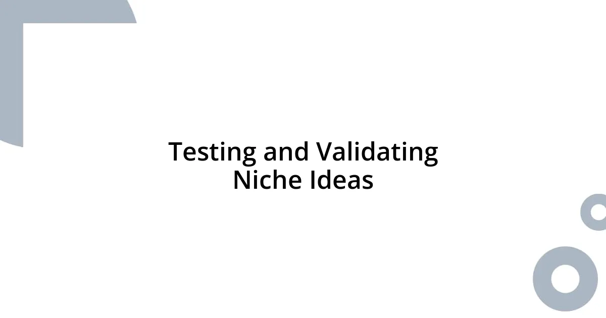 Testing and Validating Niche Ideas