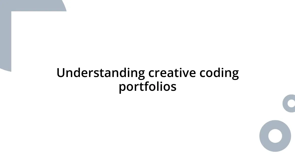 Understanding creative coding portfolios