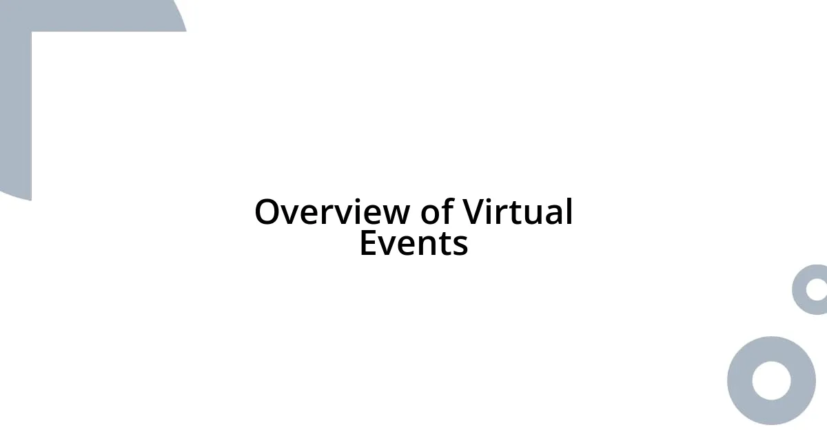 Overview of Virtual Events