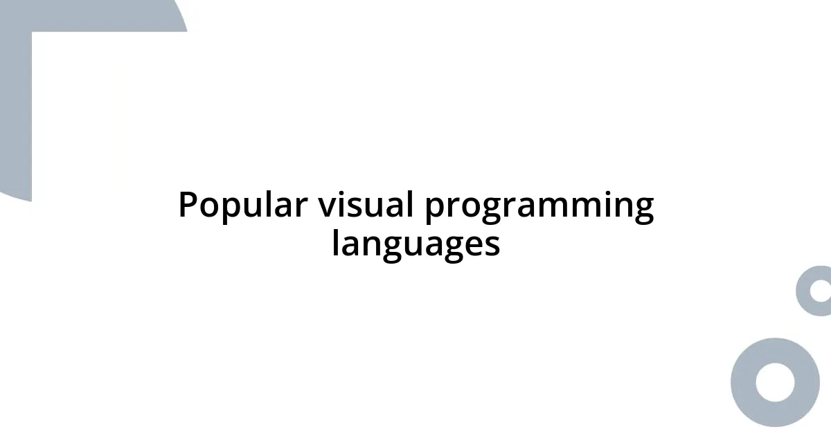 Popular visual programming languages