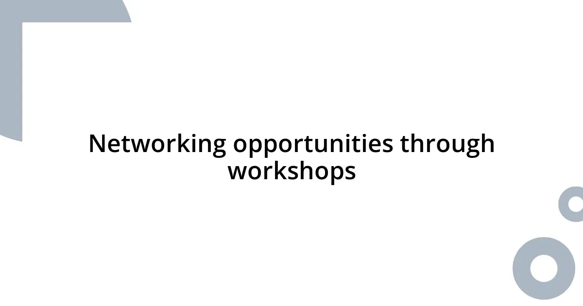 Networking opportunities through workshops